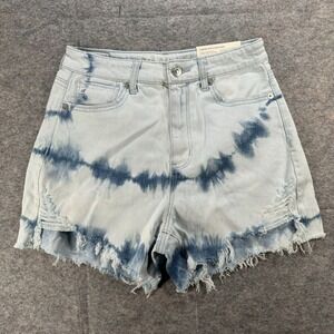 American Eagle Mom Shorts Womens Sz 2 High Rise Light Wash Cutoff Denim